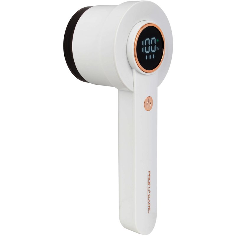 PROFI CARE lint shaver PC-TC 312, white/pink, rechargeable, LED display, stainless steel blades